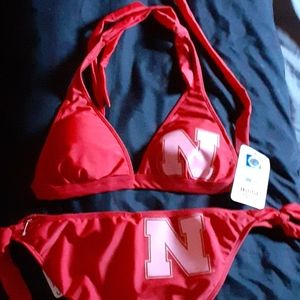 Red Miss Fanatic Bikini with pink N bnwt